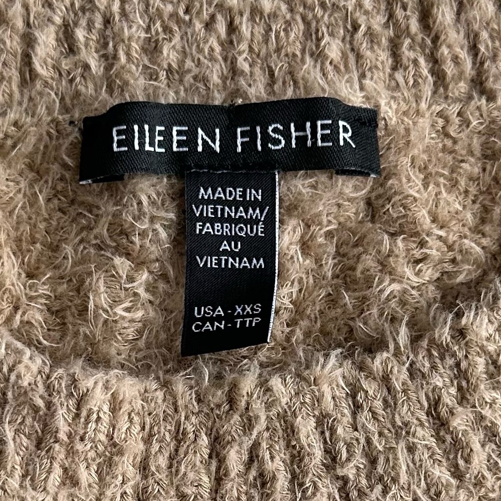 Eileen Fisher 100% Organic Cotton Sweater | Tan Neutral Minimalist Capsule | XXS - Picture 4 of 9